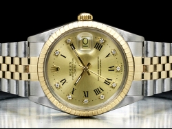Rolex Date 34 Champagne Jubilee Crissy Roman Diamonds 15053